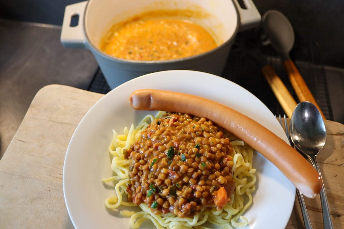 Schwäbische Linsen aus Dosenlinsen mit Suppengrün Rezept